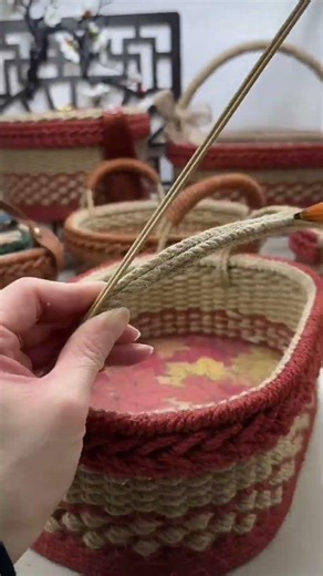 DIY Handle Basket Idea, How to Make a Basket with Jute Rope and Foam Board 16
