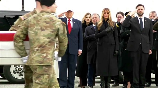 Trump grieves with families during return of soldiers killed in war in the Middle East