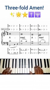 ‎Three-fold Amen on the Keyboard 🎹 ‎ ‎In a layman's language, "Three-fold Amen", also known as "Threefold Amen" or "3-fold Amen", simply means "Amen" three times. ‎ ‎Musically speaking, it implies that the word, "Amen" would be used three times. In Hymnspiration or hymnology, three phrase members would be written for the word, "Amen". So, singers would sing "Amen" three times before the passage ends. ‎ ‎Three-fold Amen is a good substitute for the conventional Amen. So, instead of the IV-I prog
