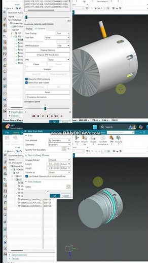 NX CAM 4 axis trim path #posthub #siemens #nxcam