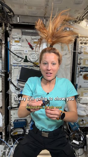 This is a really awesome demo of angular momentum from the space station!