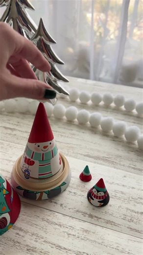 Hand Painted Wooden Santa Nesting Cones, Scandinavian Tomte Set - Etsy