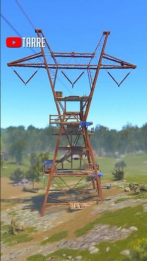 CRAZY Hiding Spot on the Power Lines in RUST #rust #rustbase #rusttok #rustraid #rustconsole