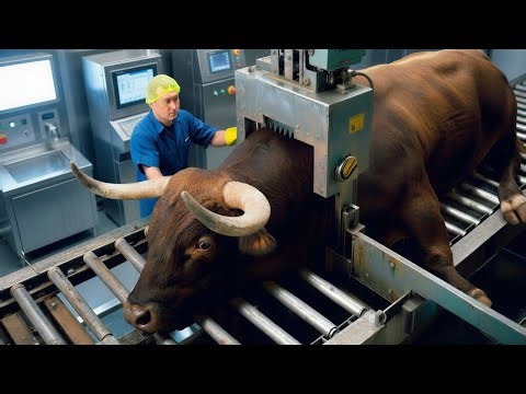 Inside The Bull Meat Factory | From Cattle Farming To Food & Leather Products ( Full Process )