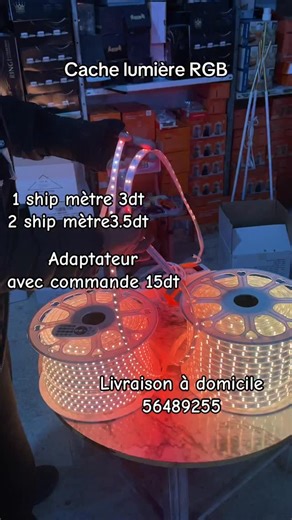 côté lumineux on Instagram‎: "💈 Cache lumière RGB avec commande 💈 Etanche durable et de bonne qualité 💡 باش تشري ماعليك كان تبعثلنا مساج فيه اسمك لقبك ،عنوانك و رقمك📞 و صورة المنتوج التوصيل لباب الدار ب8د 🚚"‎