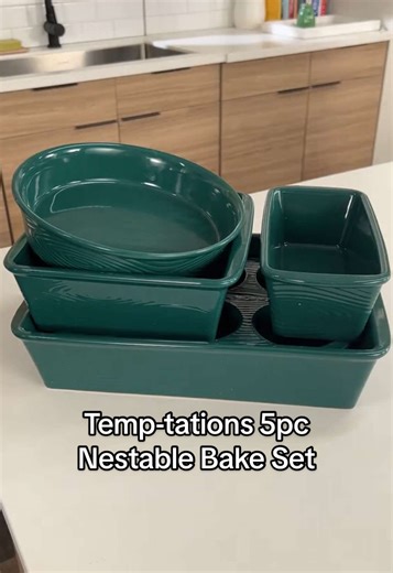 Bake, serve, and store—all in one beautiful set. The Temp-tations 5-Piece Nestable Bake Set is as functional as it is stylish! 🧁✨ #LoveQVC #temptations #kitchenessentials #bakeware #tiktokshopfinds #tiktokmademebuyit