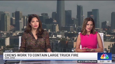 Crews work to contain large truck fire in San Jose