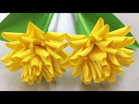 How to Make Yellow Flower with Paper - Making Paper Flowers Step by Step - DIY Paper Crafts
