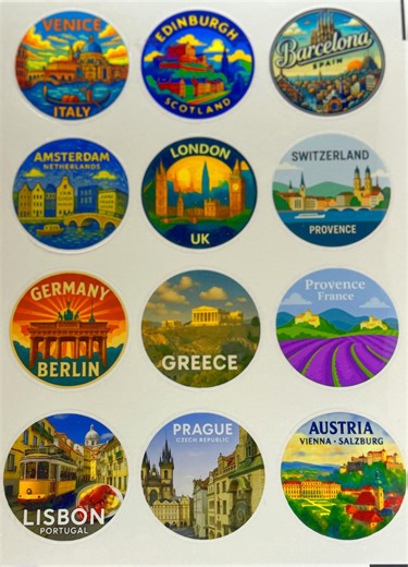 European Travel Stickers | Europe City & Country Vinyl Decals | 2 Inch Waterproof Stickers | Indoor Outdoor | Kiss-cut - Etsy