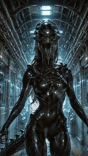Alien in Black Latex: Fantastic Visuals #xenomorph #alien #sci-fi #horror