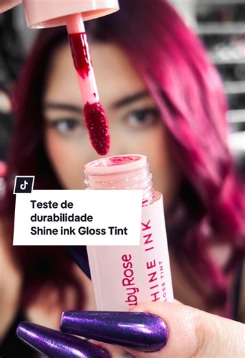 Teste de Durabilidade do Gloss Tint Shine Ink Ruby Rose