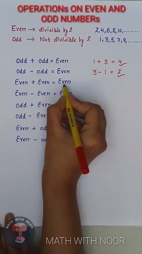 operation on even and odd numbers MATH WITH NOOR #MATH #VIRALVIDEO #YOUTUBE #MATH #STUDY #SHORTS