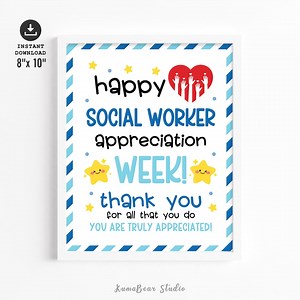 Social Work Week Sign Printable, Appreciation Decor Social Worker Thank You Poster - Etsy
