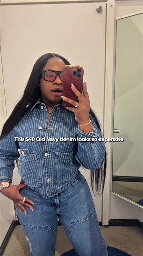 This $40 Old Navy denim set is proof that it’s not about the price it’s how you style it. I pieced this together and it instantly looks elevated on a petite curvy frame. Comment “link” for the exact pieces 🤍 #curvyfashion #oldnavy #ootd #denim