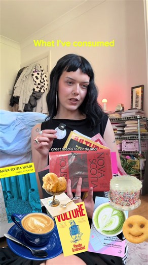 Recent media consumption 🍉🫦🧇🍭🍽️ these are some brilliant reads, make note!! #mediahaul #bookrecs #booktok #physicalmedia #magazines @autostraddle