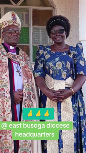 Bishop paul suubi and wife after Easter Sunday service at east busoga diocese headquarters