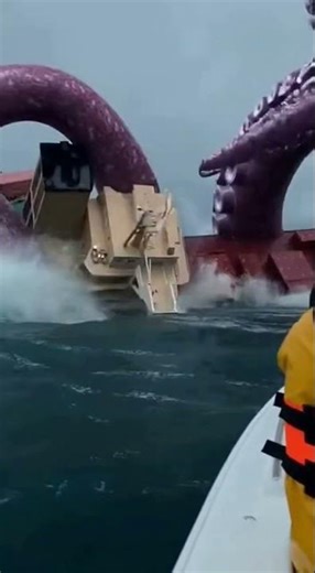 Gigantic Octopus Attacks a Ship 😨🐙🚢 #shorts
