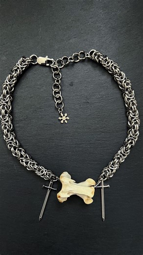 Bone and Byzantine Chainmail Necklace With Swords – Gothic Fantasy Witchy Jewelry - Etsy Australia