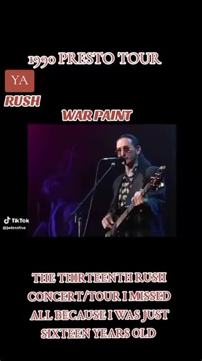 The Thirteenth Rush concert/ tour I missed. All because I was just Sixteen years old. Rush's 1990 Presto tour. Song: War Paint From Rush's album Presto.