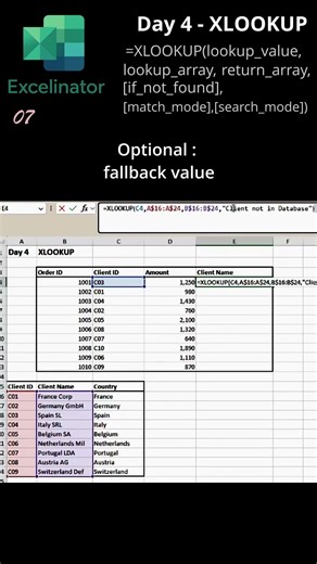 Excel in 30 seconds. Day 4: XLOOKUP