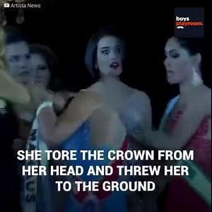 75K views · 610 reactions | They tore her crown from her head in the middle of the coronation ceremony… Chaos took over the stage of this traditional Colombian beauty contest when the public, enraged, went after the jury and the winner. They were the relatives of one of the loser candidates. They refused to accept the jury’s decision, and claiming it was a fraud… they ruined the night of the newly elected queen. | Boys playroom | Facebook