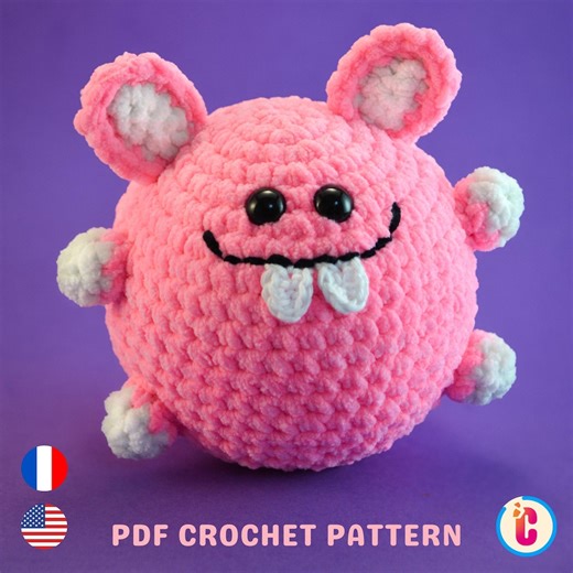 Schema per realizzare all'uncinetto il coniglietto Roly-Poly – Sonaglio di peluche amigurumi per principianti (PDF Fr/En-US Terms) - Etsy Italia