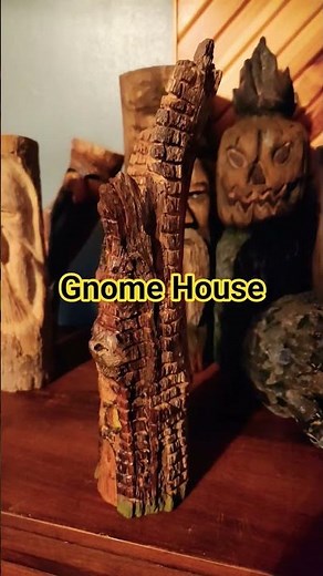 finished carving and painting the Gnome House #woodworking #art #woodart #gnomes #gnomesgarden