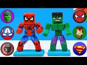 DIY Marvel Superhero Spiderman & Hulk Minecraft Lego Version Model with Clay | Sky Clay