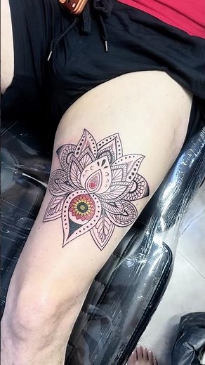 Mandala Thigh Tattoo with Colour Detail ✨
