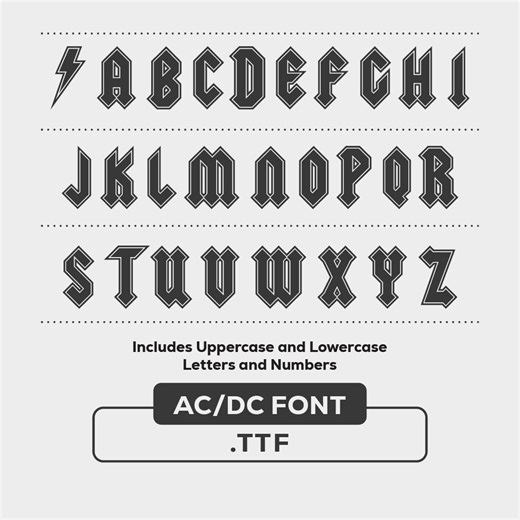 AC DC Font - TTF Typeface (instant Download) Hard Rock Group Font, Rock Font - Etsy