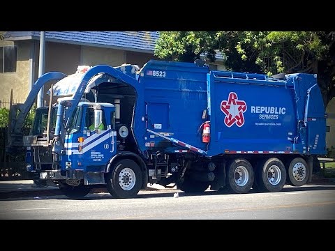 Various Front Loader Trash Trucks in Action!