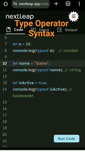 👍Type operator syntax in javascript