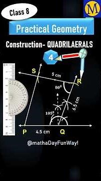 Maths class 8| Practical geometry|Quadrilaterals Construction 4- given 3 sides & 2 included angles