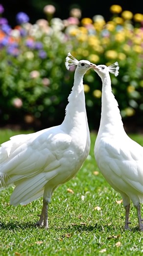 White Peacock and Peahen 🦚 meet #ytshorts #trending #love #nature #peacock #shorts
