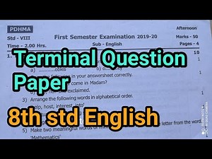 8th std English | First Semester Examination