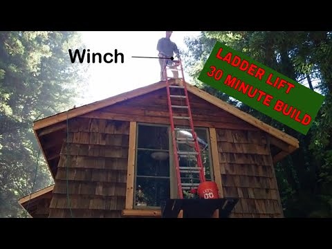 Simple DIY Ladder Lift Asphalt Shingles or Solar Panels on the Roof
