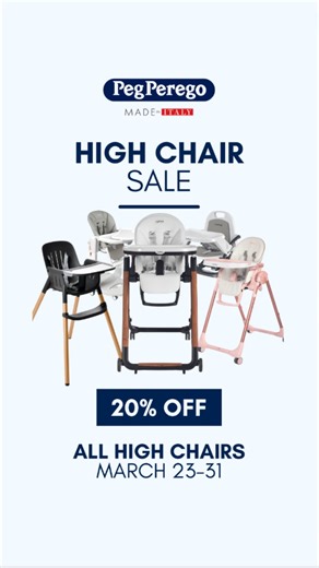  SALE ALERT  Act fast! Our high chairs are now 20% off. Don't miss out on snagging one (or more) of these must-have designs. The sale ends this Sunday. | Peg Perego USA | Facebook
