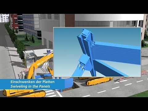 E+S linear slide rail trench shoring system in action