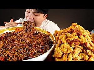 Wang Jjajang, old sweet and sour pork, Chinese food, tempura, asmr, Korean mukbang