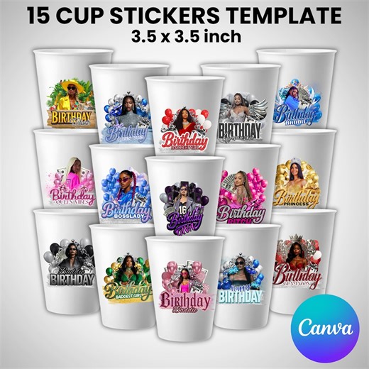 Styrofoam Cup Sticker Template, Editable Party Cup Template Customizable Styrofoam Cup Design, Cup Sticker Template, Custom Party Cups Canva - Etsy
