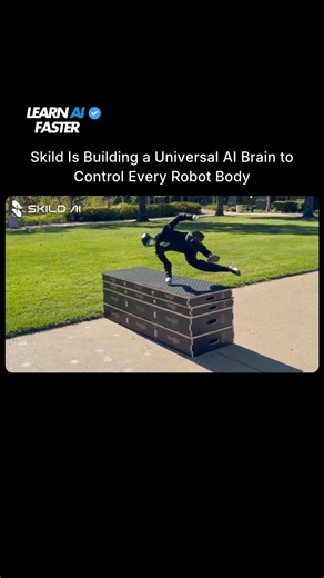 Learn AI Faster | Artificial Intelligence (AI) on Instagram: "Skild Is Building a Universal AI Brain to Control Every Robot Body Robots are about to change big time. Instead of building a new “brain” for every different machine. Skild is creating one AI brain that can control ANY robot, humanoids, dog bots, arms, drones, everything. Think of it like: ● iOS for robots ● One brain → many bodies ● A “multiverse” of machines learning together This means robots won’t need perfect environments or cust