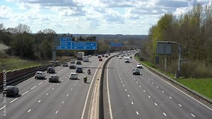 Reading, UK: Traffic on the M4 Smart Motorway heading away from London. Stock Video