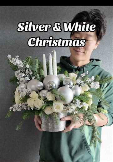 Silver & White Christmas Flower Arrangement