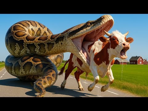 “Giant Anaconda vs Cow | Real Life Attack Scene 😱 | Most Shocking Wildlife Moment”
