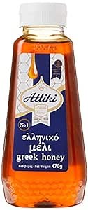 Attiki Pure Greek Honey with Thyme, Wild Flowers and Herbs, Perfect for Baking, Cooking, Lemonade and Tea, 16.58 oz (470 grams), Bottle