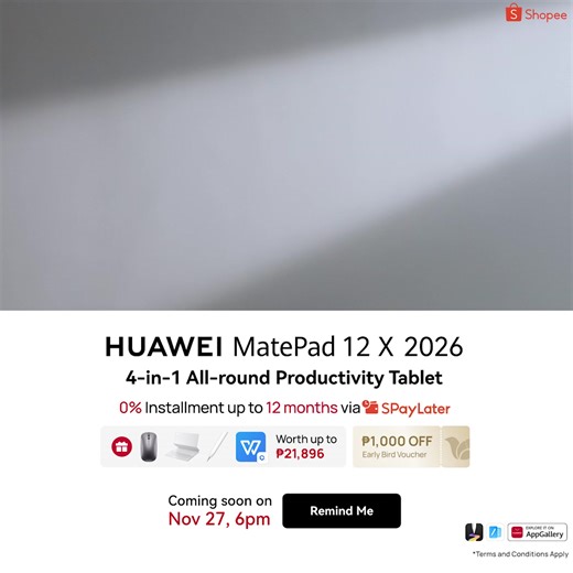 Introducing the HUAWEI MatePad 12 X 2026 – 4-in-1 All-round Productivity Tablet. Everything you need to work, create, learn, and play—all in one powerful device! - Papermatte Display📱: 3rd Gen ultra-clear screen with anti-glare tech for smooth, distraction-free viewing. - Smart Magnetic Keyboard⌨️: Comfortable typing for all your productivity needs. - M-Pencil Pro✏️🎨: Precision stylus for drawing, note-taking, and design. - Mouse🖱️: Ultimate precision for seamless work or play. Exclusive Offe