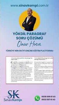 YÖKDİL PARAGRAPH QUESTION SOLUTIONS WITH ONUR HOCA