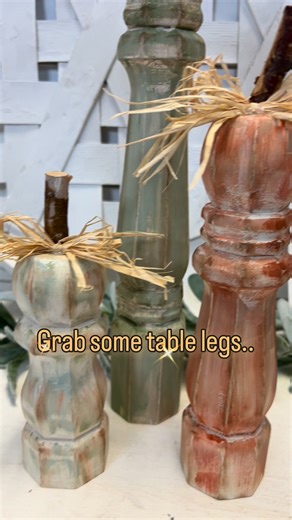 4.9K views · 83 reactions | Need some inspiration this weekend? Grab some table legs and watch our tutorial for making these cute farmhouse pumpkins! | Kristy's Craft Room | Facebook