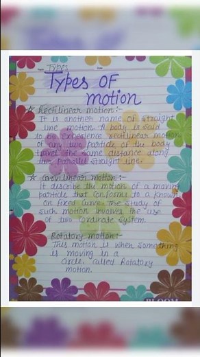 class 11th physics project file on motion #files