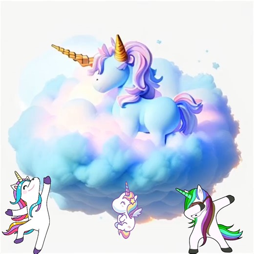 Cute furry baby unicorn sleeping on flying cloud. | Pam's Gifs and Videos